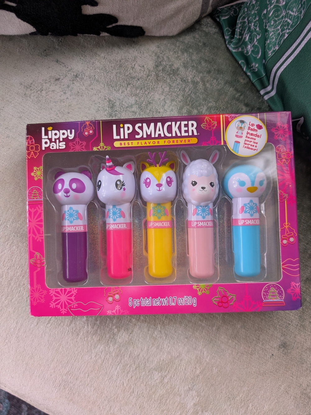 Lip Smacker Lippy Pals Kids Lip Balm Set - Purple, Pink, Yellow, Cream, Blue